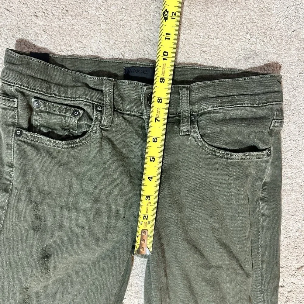 Vince Jeans Women’s Size 24 Green Lightly Distressed Skinny Fit Light Fading - Picture 7 of 12
